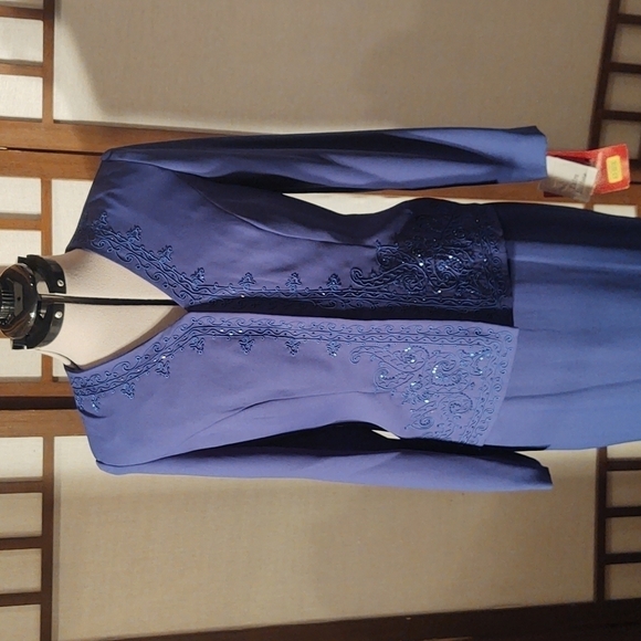 R&M Richards Beaded and Embroidered Royal Blue Matching Set Sz 8 - Picture 2 of 14